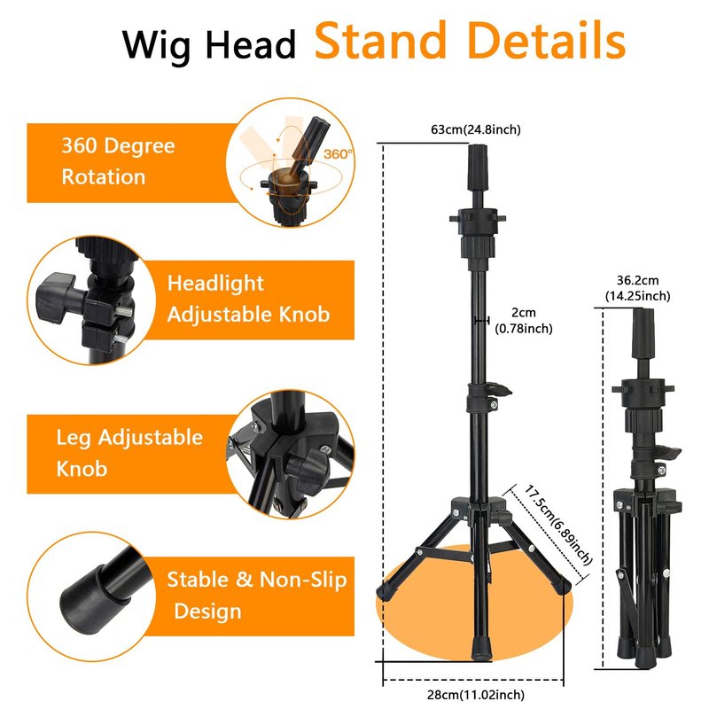 CMZLUMINEST Wig Stand with Head, Adjustable Wig Head Stand, Canvas Wig Head Stand with Mannequin Head with Clamp Stand, Manikin Head Set for Wigs Cosmetology