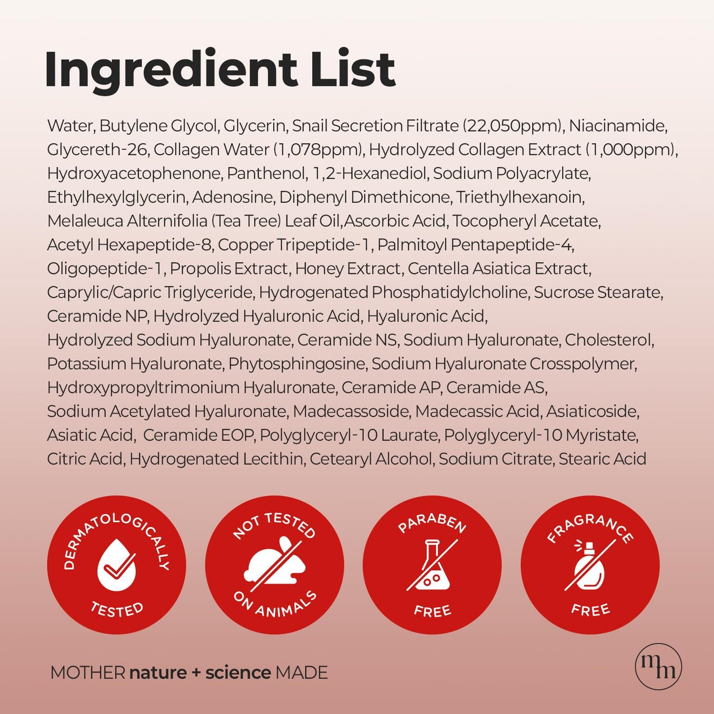 MOTHER MADE Snail Face Mask With Niacinamide 2% & Vitamin E, Collagen Sheet 10 EA, For Dry & Sensitive Skin, Mascarillas Para La Cara, Hyaluronic Acid, Korean Skincare