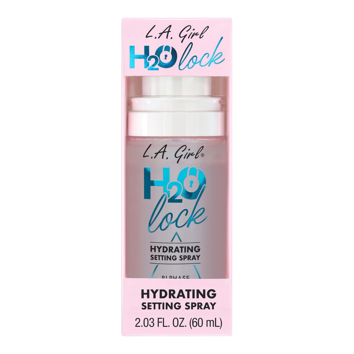 L.A. Girl H2O Lock Setting Spray, Bi-Phase Hydrating Makeup Setting Mist with Aloe Vera, Vitamin E, Cucumber Extract, Dewy Finish, Long-Lasting G97882
