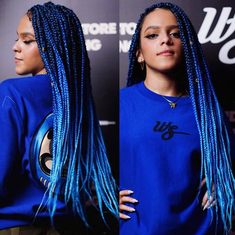 3X Goddess Pre looped Crochet Braids 6 Packs Ombre Blue Box Braids Crochet Hair for Black Women 24 Inch Braid Twist Knotless Straight Braiding Crochet Hair (T1/Blue/Light Blue#)