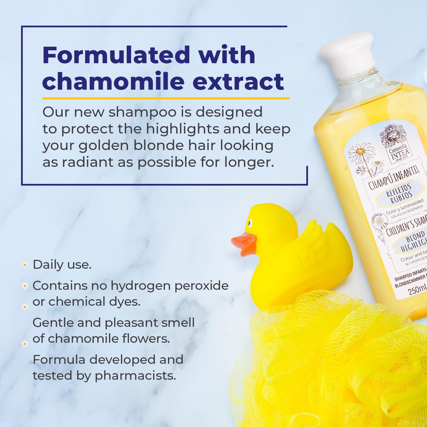 Intea Camomila Kids Shampoo for Blonde Highlights – 8.5Oz Chamomile Hair Lightener for Kids – Natural Extract Toddler Shampoo with No Silicones or Parabens