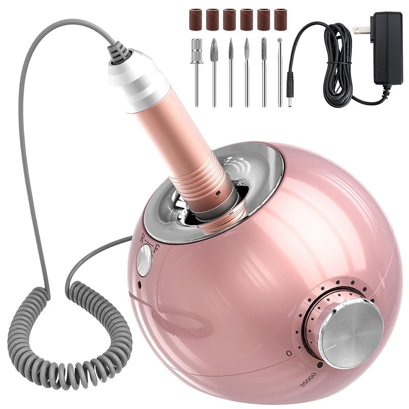 Delanie Corded Electric Nail Drill for Acrylic Nails Gel Nails 35000 RPM, Professional E File Nail Drill Machine, Low Noise, Low Vibration, Low Heat, Rose Gold (Non-Rechargeable)