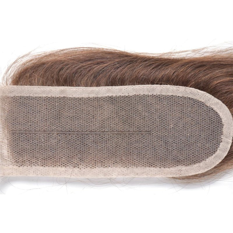Brazilian Chocolate Brown 4# Straight 2x6 Lace Closure 100% Unprocessed Human Virgin Hair Silk Straight Lace Closure Color 4 Chestnut Brown Pre-Plucked Hairline (#4 straight 2x6 closure, 14inch)