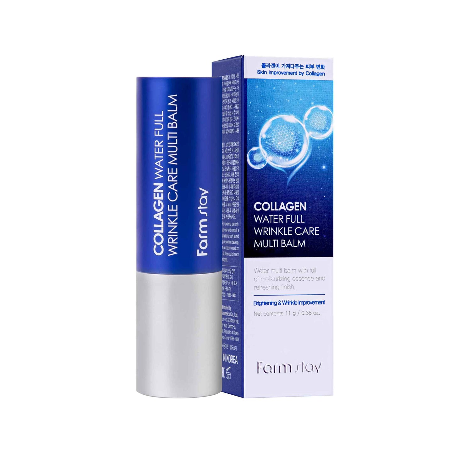 Farmstay Collagen Water Full Wrinkle Care Multi Balm - Hydrating Moisturizer for Face, Eyes & Lips, All-in-one Multi Balm Stick, Wrinkle Care, Firming, Korean Skin Care, K-Beauty 0.38 fl. oz