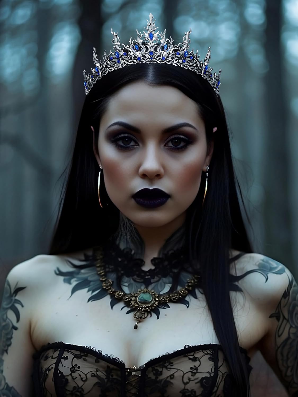 Halloween Crown - Black Gothic Tiara with Vines | Baroque Costume Accessory for Women & Girls