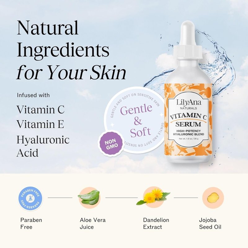 LilyAna Naturals Vitamin C Serum & Charcoal Face Scrub Bundle - 1oz & 3oz