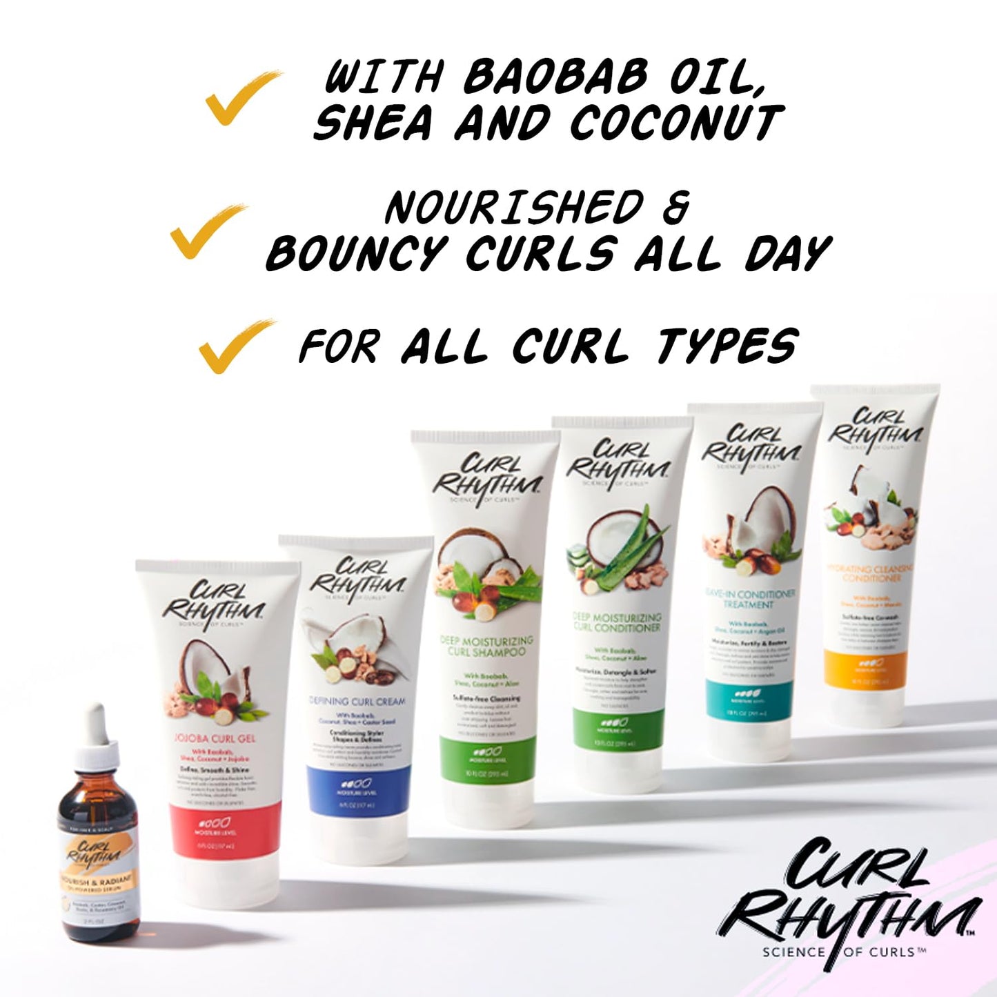 Curl Rhythm Leave-in Conditioner Treatment - Leave-in Conditioner for Curly Hair - Hair Moisturizer with Shea, Coconut, and Argan Oil - 4 pc