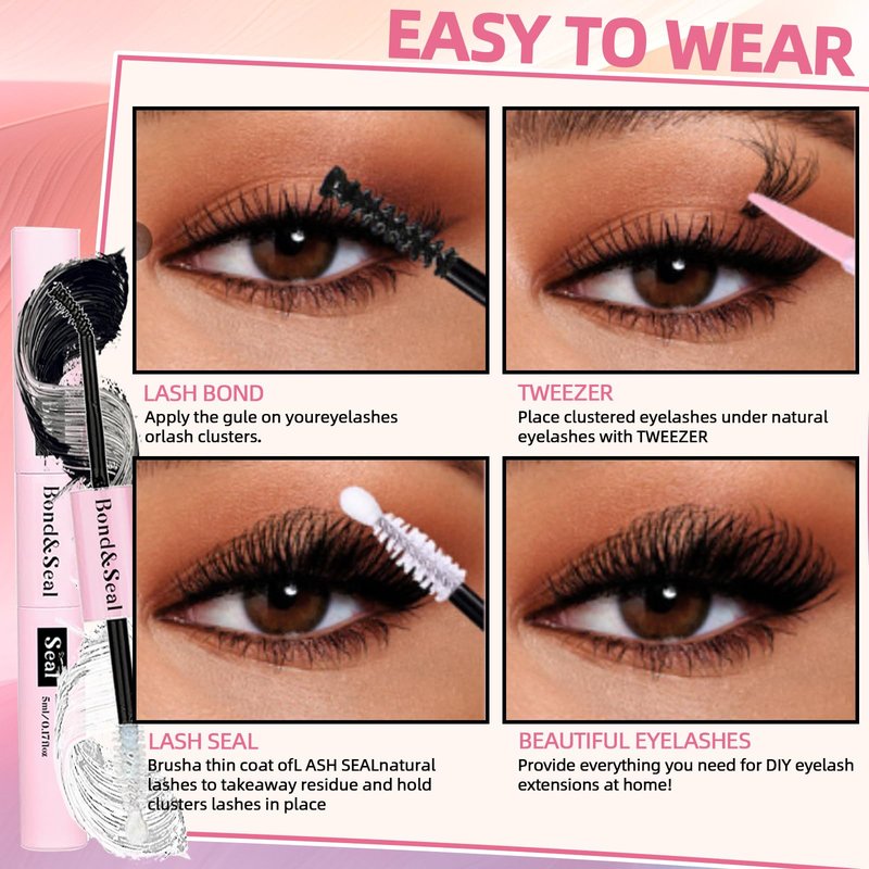 DIY Lash Extension Kit 340Pcs 9-18mm 30+40D Curl Lash with Lash Bond and Seal,Quick Glue Remover Lash Shampoo Cleansing Brush Headband Wristband Tweezers Eyelash Brush Mini Applicator
