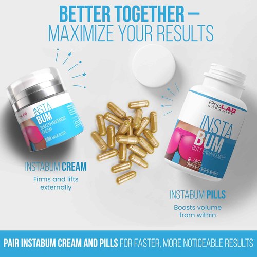 ProLab Organics InstaBum Butt Enhancement Cream – Butt Lift and Firming for a Bigger, Rounder, Perkier Bum – Brazilian Booty Growth Cream with Voluplus, Maca, Wild Yam, and Gotu Kola – Made in USA