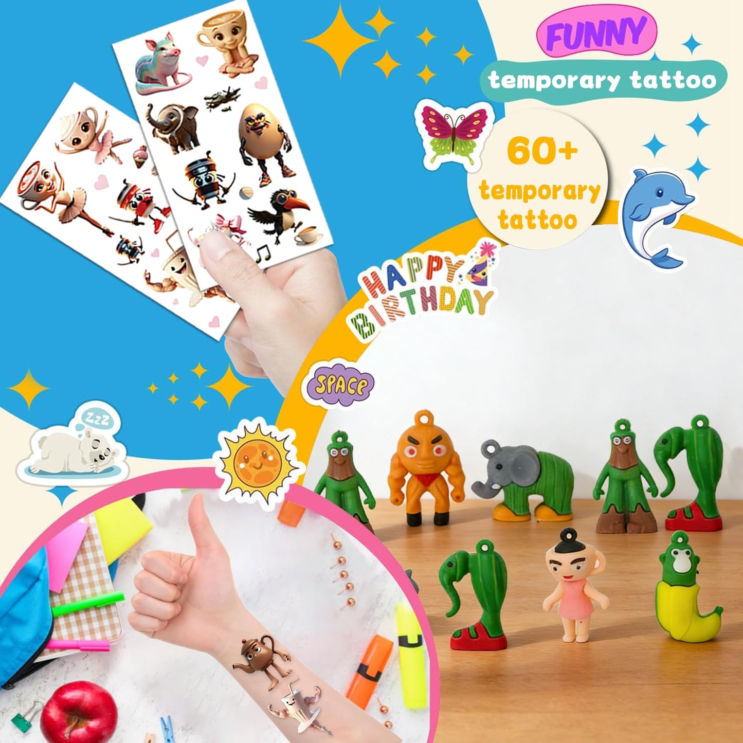 84Pcs Italian Brainrot Party Favors with Brainrot Action Figure & Brainrot Meme Temporary Tattoo, Decorations Gifts for Fans Office Home Desktop Decor