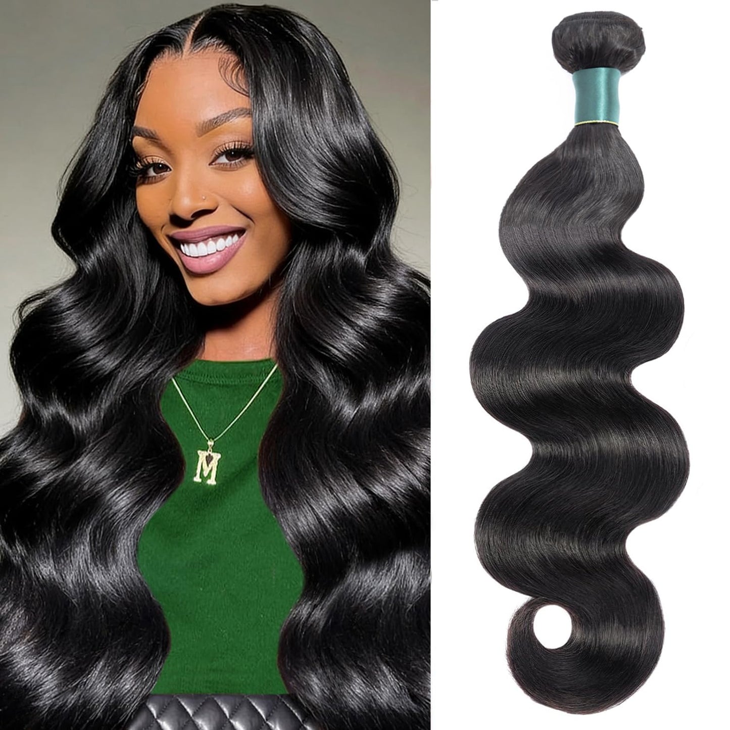 Brazilian Human Hair Bundles Body Wave 24 Inch 1 Bundle Human Hair Weave 12A 100% Unprocessed Virgin Hair Extensions Single Bundle Natural Black Color (Body Wave 1 Bundle, 24)