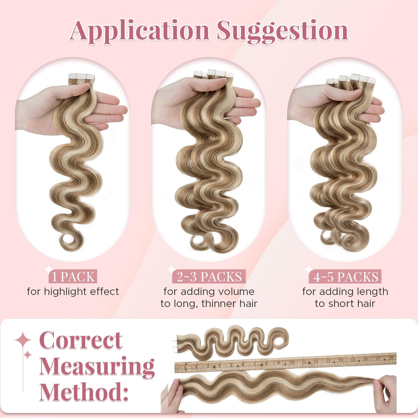 SEGOHAIR Wavy Tape In Hair Extensions Real Human Hair with Double-Sided Adhesive Professional Hair Extensions for Women 20pcs Body Wave 14 Inches #12P613 Golden Brown & Bleach Blonde