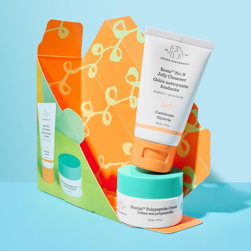 Drunk Elephant Travel Kit | Beste No.9 Jelly Cleanser & Protini Polypeptide Cream - Clean Clinical Skincare Gift Set