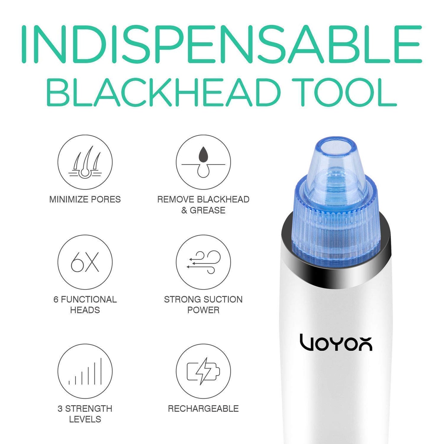 Blackhead Remover Pore Vacuum - Rechargeable Facial Cleansing Brush for Deep Cleaning & Exfoliation