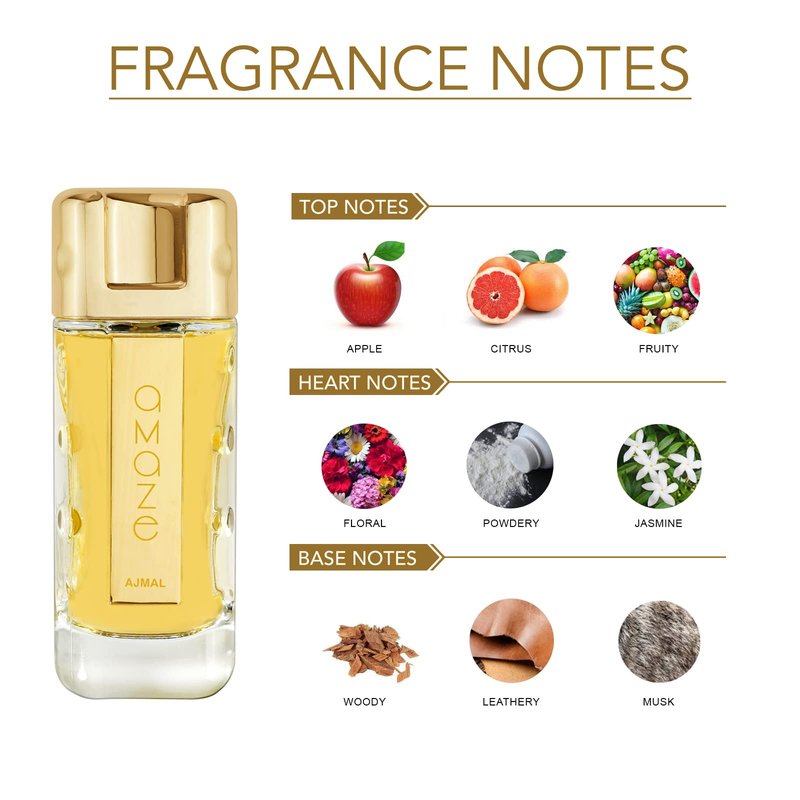 Ajmal Amaze Eau de Parfum 2.5 fl oz (75 ml) for Women | Long-Lasting Woody-Leathery Oriental Perfume | Luxury Fragrance Crafted in Dubai
