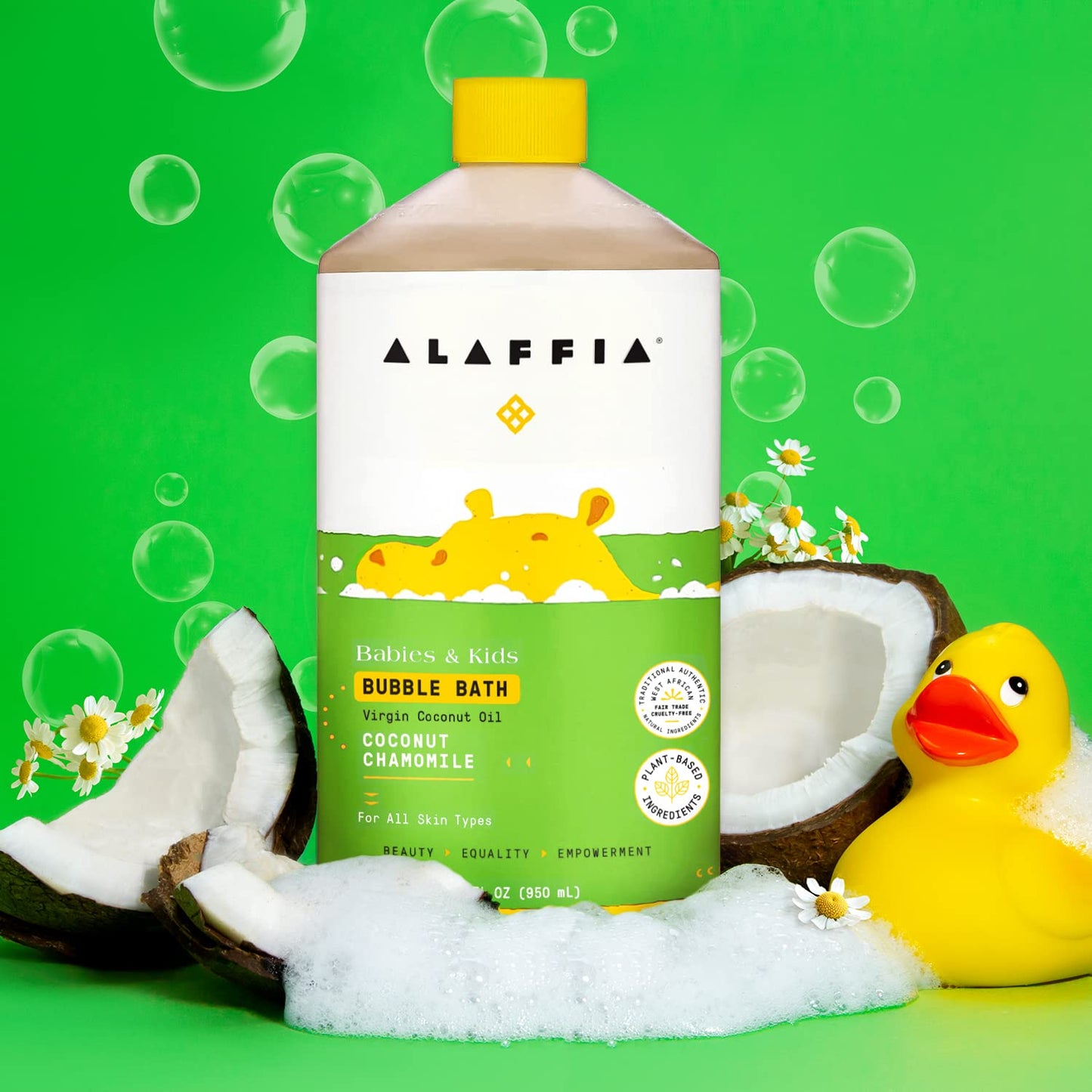 Alaffia Bubble Bath for Babies & Kids, Coconut Chamomile 2-Pack – Long-Lasting, Moisture-Rich Bubbles with Coconut Oil, 32 Fl Oz Ea