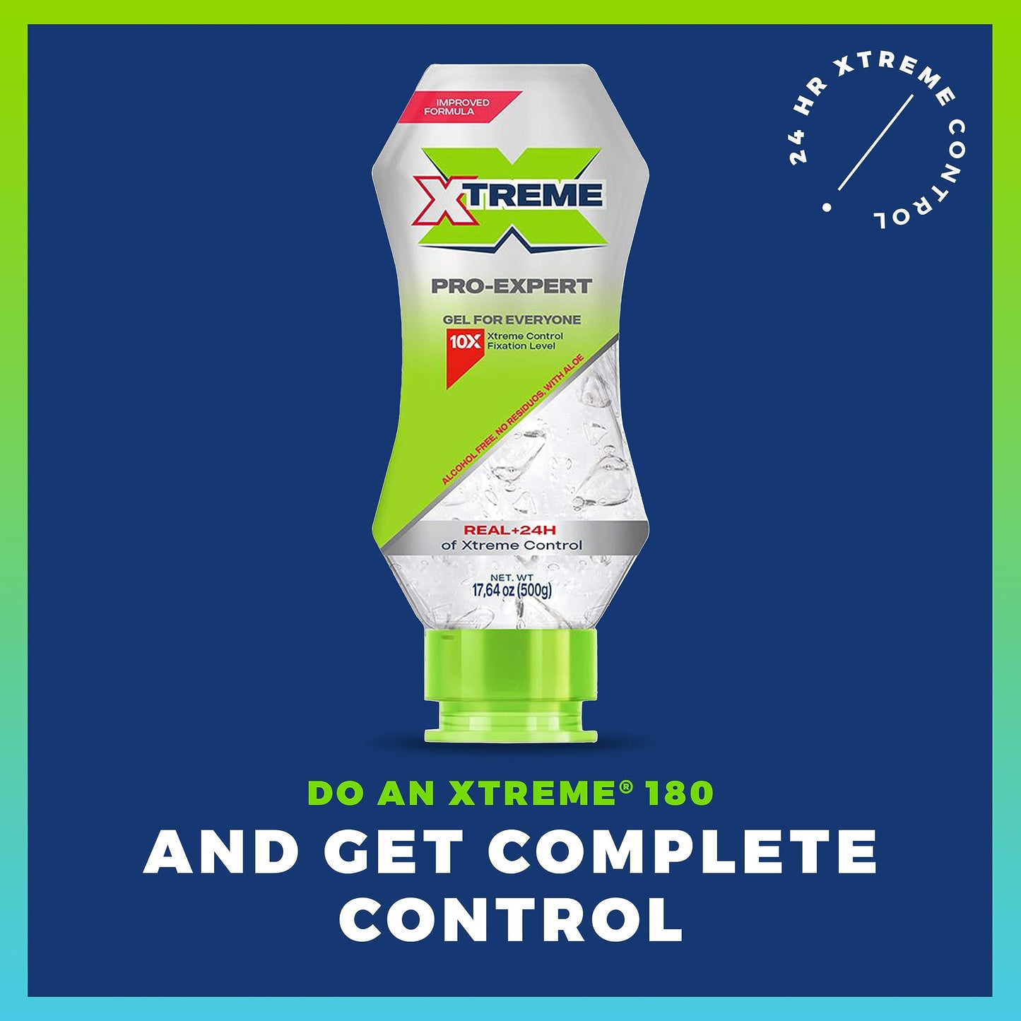 Xtreme Pro-Expert Clear Styling Hair Gel, Alcohol-Free 24-Hours Extreme Control with Aloe Vera, 17.64 oz Squeeze Bottle (Pack of 12)