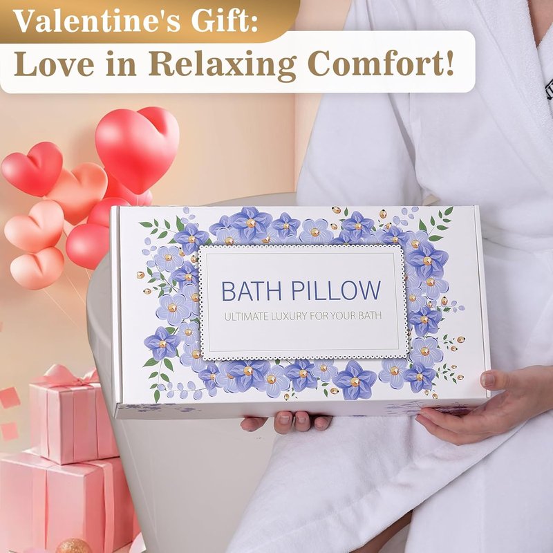 Luxury Bath Pillow - Extra Soft Bathtub Head & Neck Support | 4D Air Mesh Cushions, Non-Slip Suction Cups - Gray