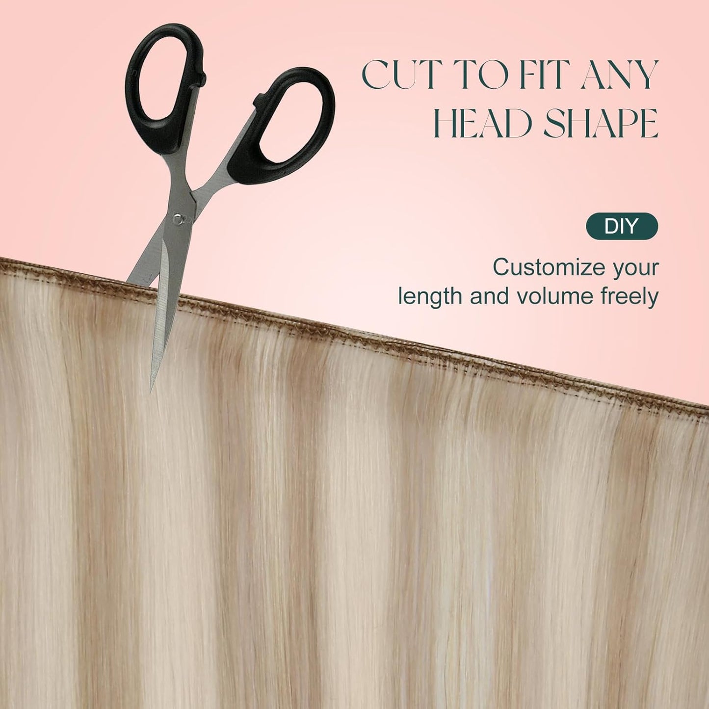 Human Hair Weft Extensions - Seamless Ash Blonde Highlights | 14 Inch, 70G Smooth Texture