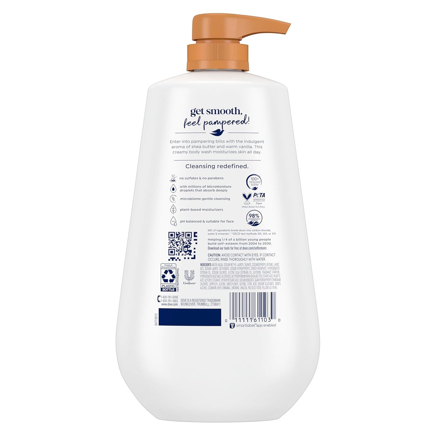 Dove Body Wash - Shea Butter & Vanilla Moisturizing Cleanser | 30.6 oz (Pack of 2)