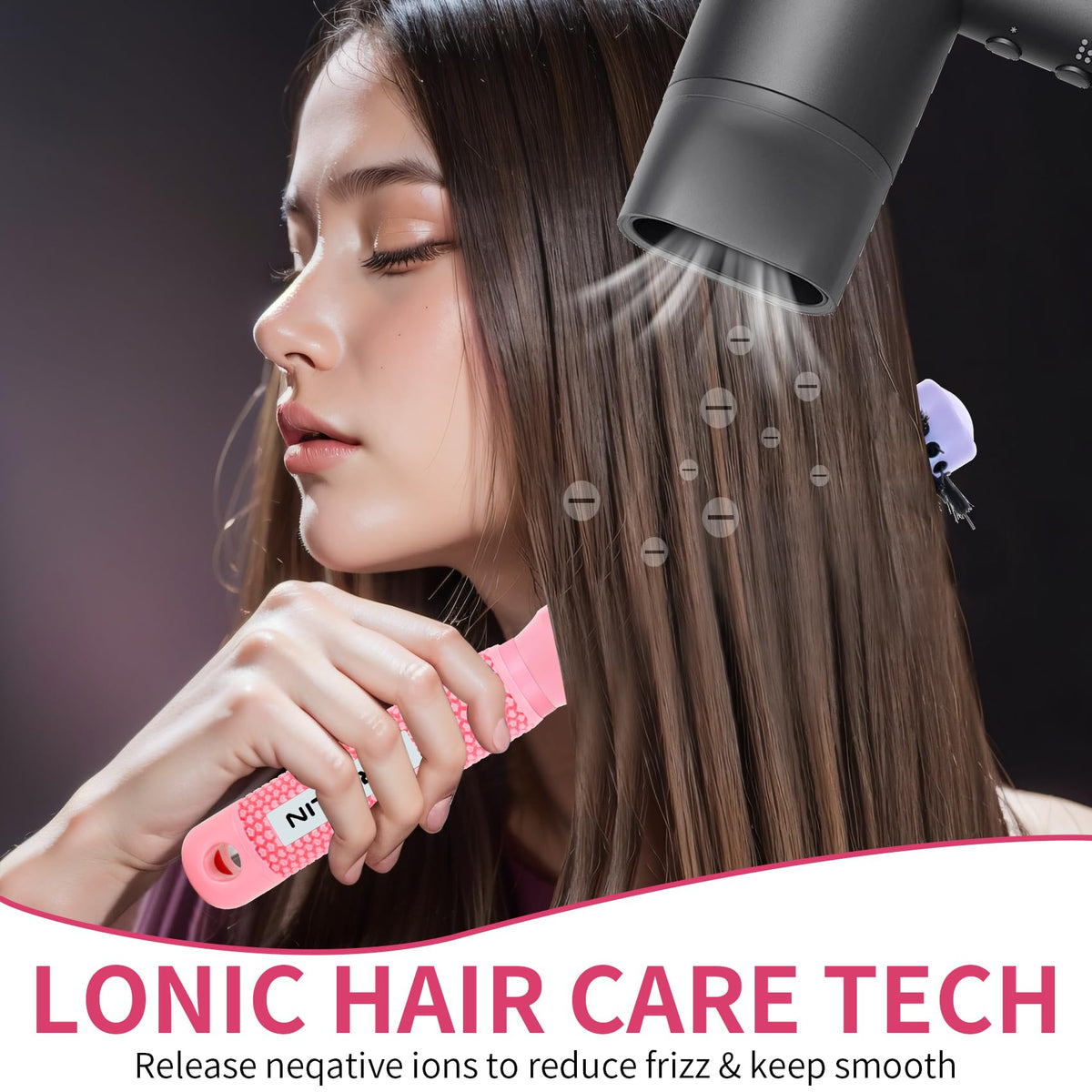 UREELIN Round Brush for Blow Out - 1.0 Inch Small Nano Thermal Ceramic & Ionic with Boar Bristles - Salon Blow Drying Hair Brush for Drying,Volumizing, Curling, Shine & Smooth Styling