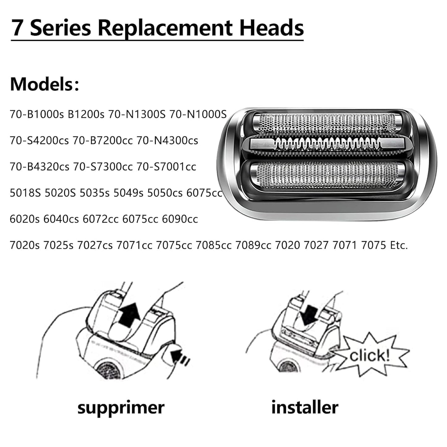 Braun Series 7 Replacement Shaver Head - Compatible with 5764, 7020s, 7025s, 7085cc | 360 Flex Design
