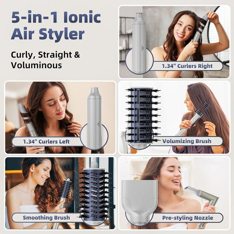 Hair Dryer Brush,Replacement for Shark, 5-in-1 Blow Dryer 110,000 RPM for Fast Drying, Multi Hair Air Styler with Auto Wrap Curlers Wand,Magic Air Styler for Curling Volumizing Straightening Styling