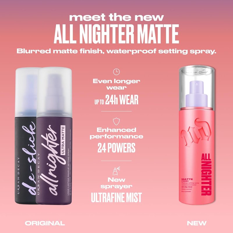 Urban Decay All Nighter Matte Setting Spray - 24HR Waterproof, Blurring Finish | Oil Control for All Skin Types