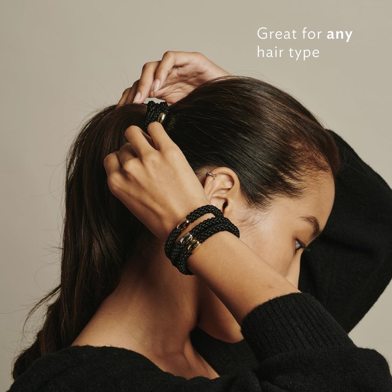 L. Erickson Hair Ties for Thick Hair, Grab & Go Pony Tube 15 Pack Eclectic Tones - No-Crease Damage-Free Bands with Strong Hold for Women & Men, Pixie