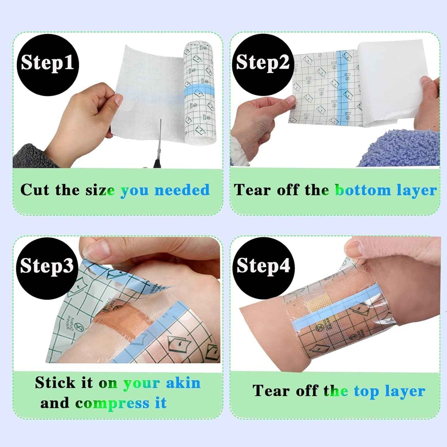 5 Rolls Transparant Waterproof Adhesive Bandages,Second Skin Tattoo Cover Up Tape,Waterproof Tattoo Supplies for Swimming,Shower,Wound Initial Healing,Skin Protection.