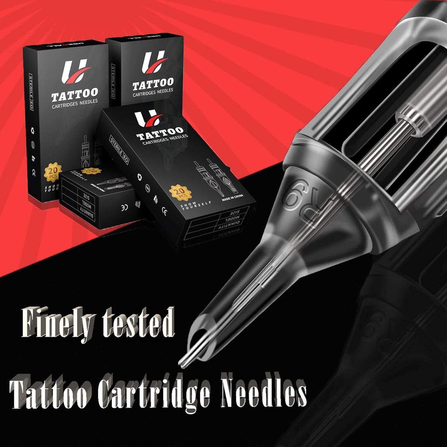 Tattoo Cartridge Needles - 60pcs Mixed Sizes 1203RL, 5RL, 7RL, 5RS, 7RS, 9RS | Disposable Tattoo Needles for Tattoo Pen Machine