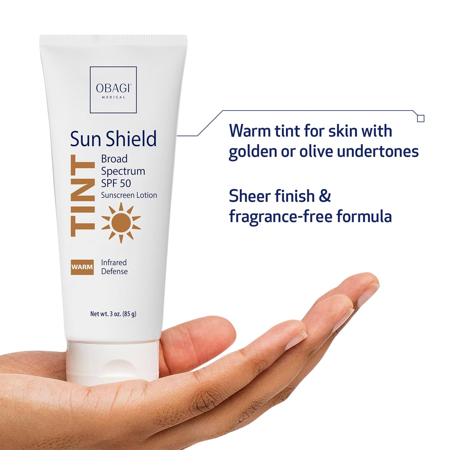Obagi Medical Sun Shield Tint Broad Spectrum SPF 50 Sunscreen, Unscented 3 Ounce