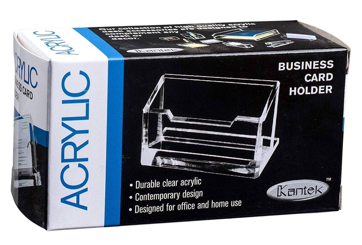 Kantek Acrylic Business Card Holder, Fits 80 Business Cards, 4.1-Inch Wide x 1.9-Inch Deep x 2.1-Inch High, Clear (AD30)