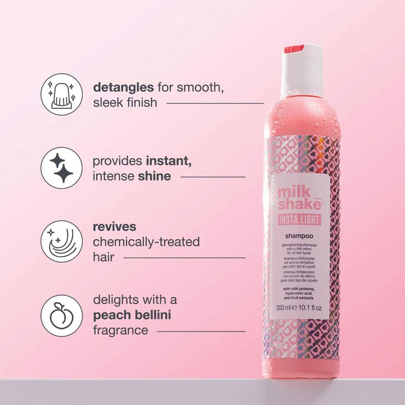 milk_shake insta.light shampoo | ultra-lightweight cleanser with milk proteins and fruit extracts for soft, radiant, glass-like hair | sulfate-free professional formula | 33.8 fl oz (1000 ml)