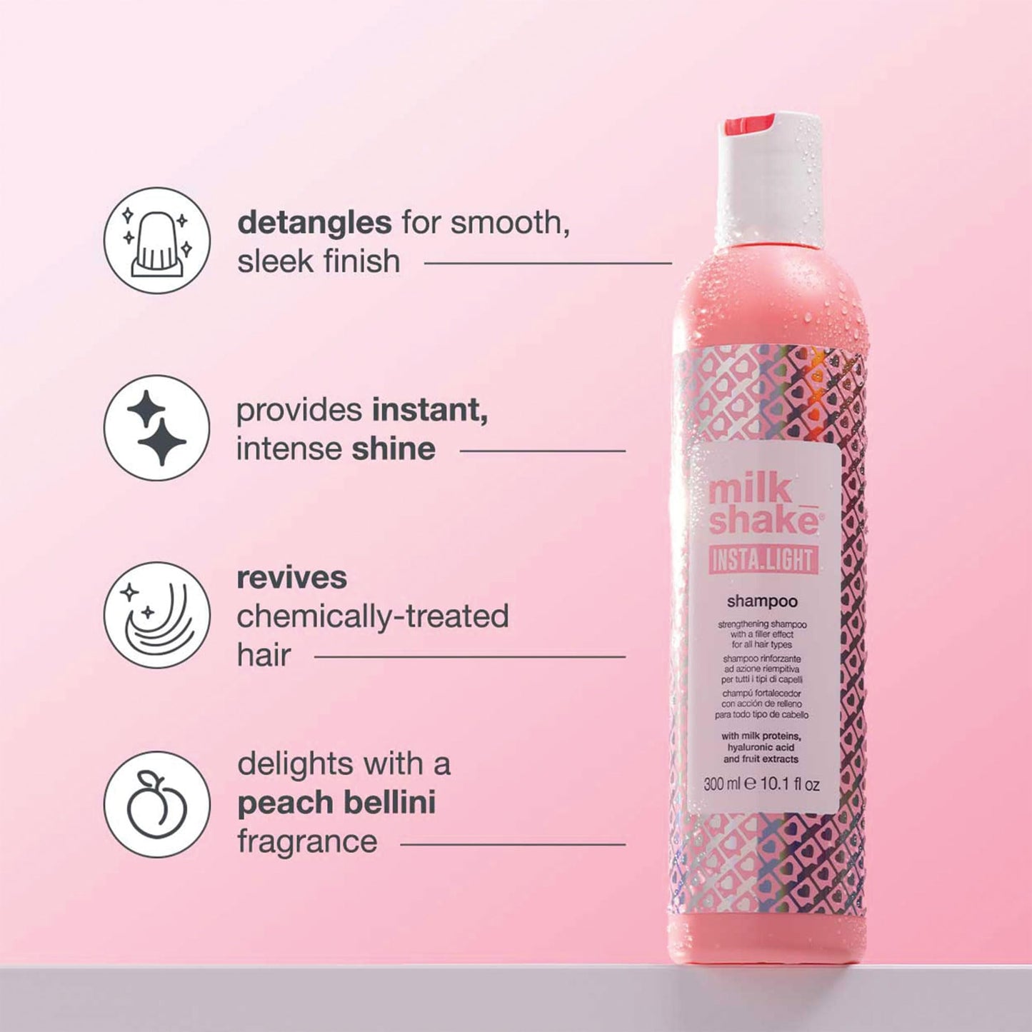 milk_shake Insta.Light Shampoo - Strengthening Shampoo with Filler Effect | Leaves Hair Soft and Shiny | 10.1 fl oz (300 ml)