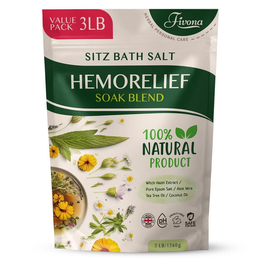 Sitz Bath Salts for Hemorrhoids Treatment - Soak Blend Epsom Salt with Natural Essential Oils, Soothing Perineal Soaking for Postpartum Care, Discomfort Relief, Fissures - Value Pack 3LB