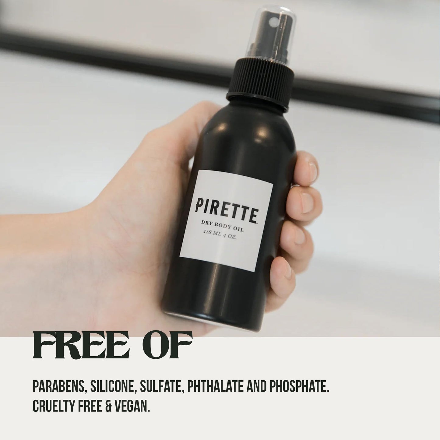 PIRETTE Dry Body Oil Spray for Hair & Body, Hydrating After Shower Oil Mist with Fractionated Coconut Oil & Vitamin E, Lightweight & Non Greasy Moisturizer for Smooth Glowing Skin, 4 fl oz