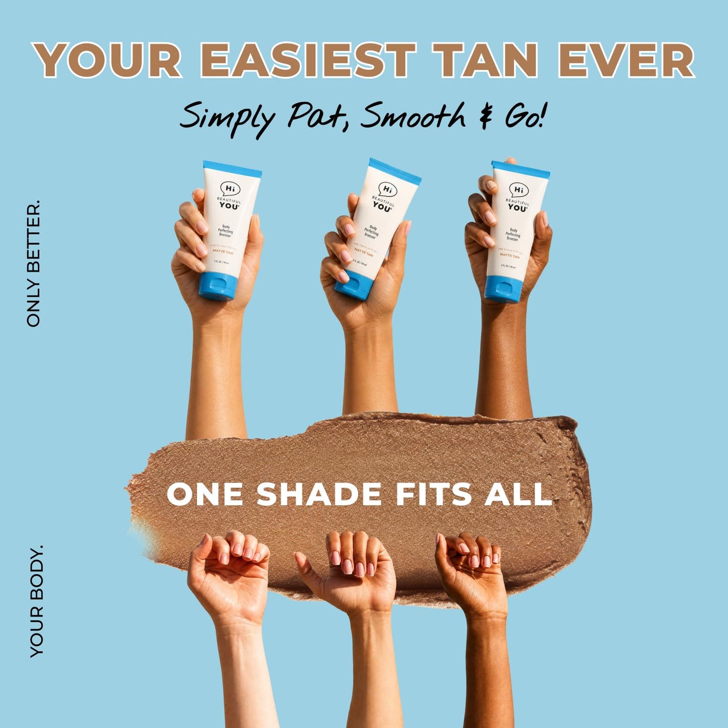 From the Creator of per-fekt beauty, Body & Leg Perfecting Bronzer | Instant, Healthy, Waterproof, Wash Off. DHA Free | Natural Looking Tan, Transfer Resistant | No Orange Skin, No Stink, No Streak.