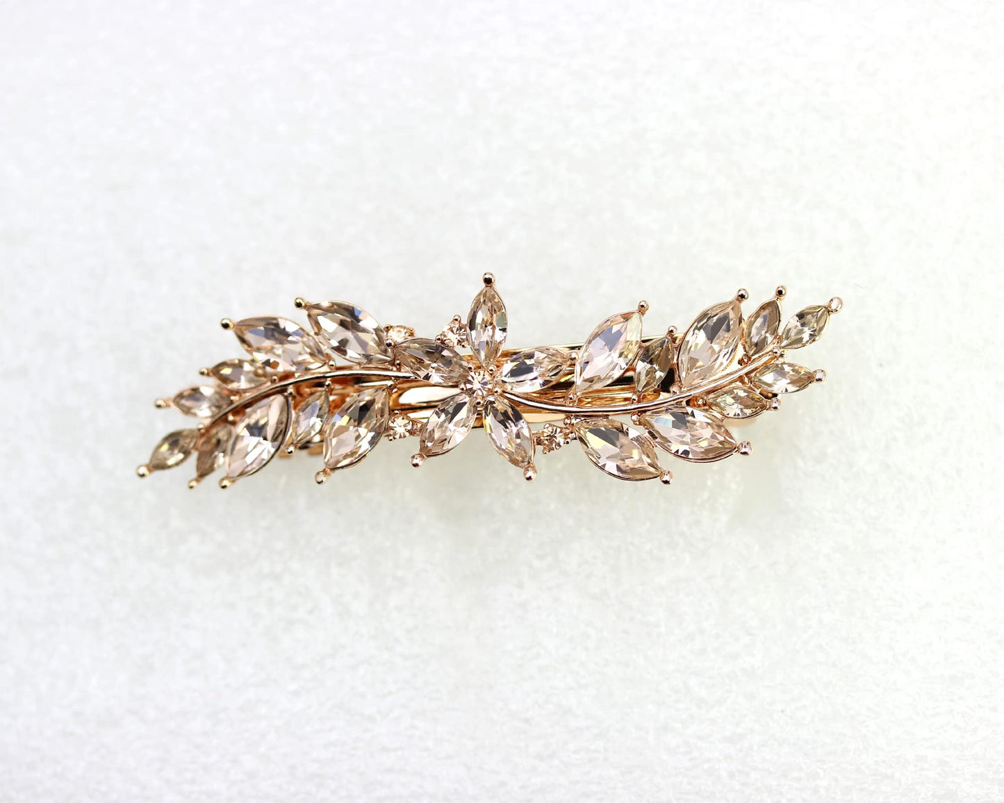 Faship Gorgeous Champagne Rhinestone Crystal Small Floral Hair Barrette Clip