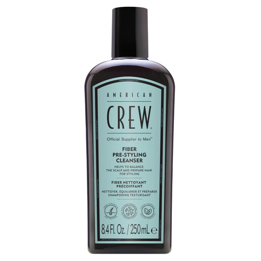 AMERICAN CREW Men's Pre-Styler Fiber Shampoo for Damaged & Fine Hair, Strengthening & Scalp Balancing, Adds Thickness & Shine, Vegan, 8.4 fl oz