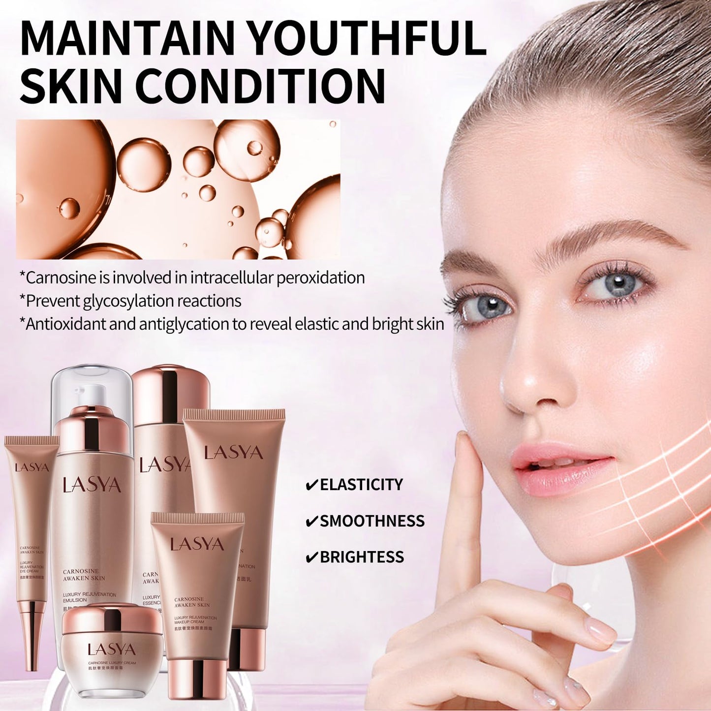 Revitalizing 6-Piece Anti-Aging Skin Care Set for Women – Hydrating, Firming & Wrinkle-Reducing Facial Care Kit with Cleanser, Toner, Eye Cream, Lotion & Face Cream