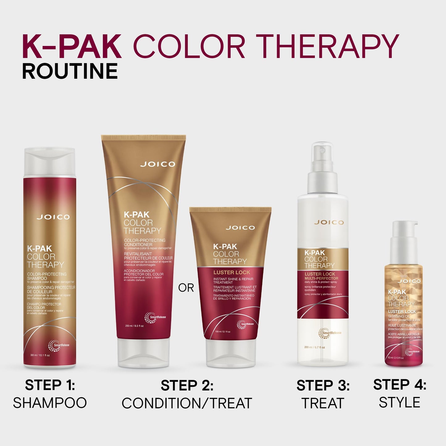 Joico K-PAK Color Therapy Luster Lock Multi-Perfector Daily Shine & Protect Spray|For Color-Treated Hair|Instantly Detangle|Control Frizz|Boost Shine|With African Maketti & Argan Oil|6.7 Fl Oz