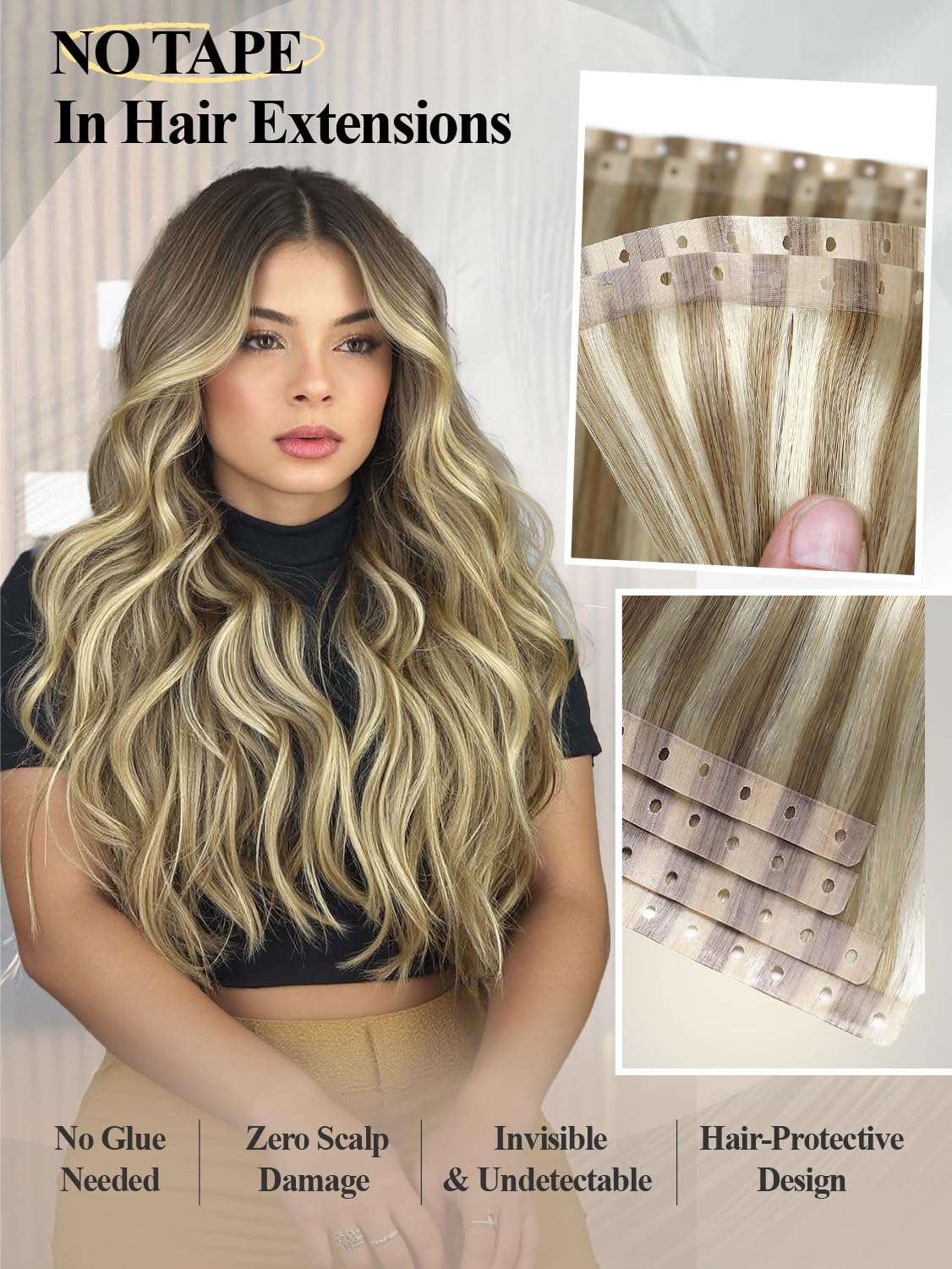 Remy Human Hair Extensions - Micro Bead OVO Weft | Highlight Blonde 9A/P60, 14 Inch (30g, 4 Pcs)