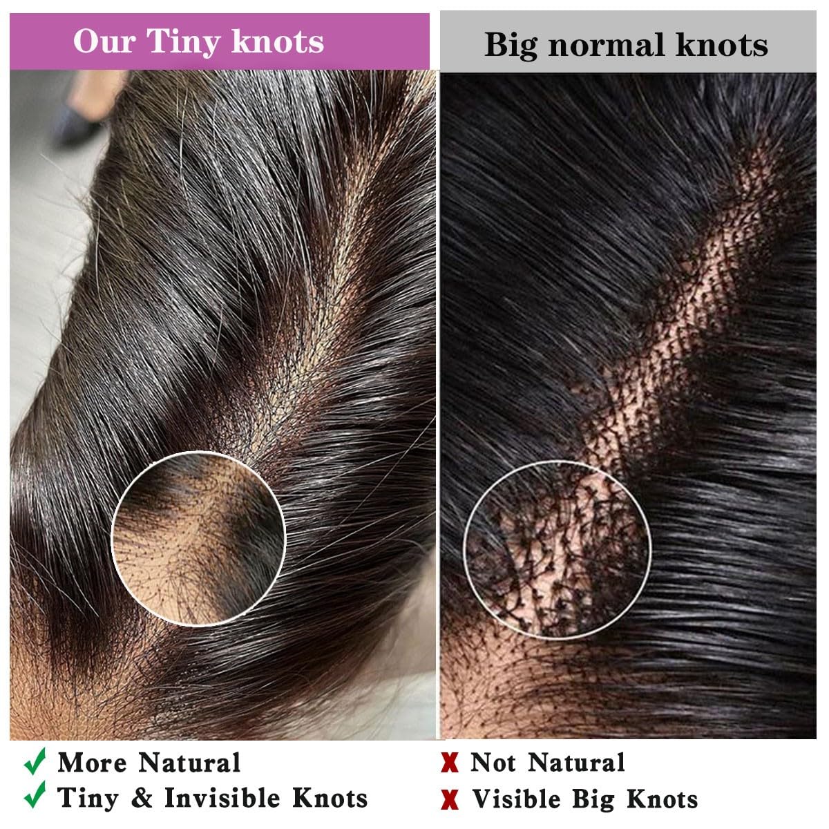 Mnador 2x6 Skinlike Real HD Lace Closure Deep Parting Straight Human Hair, 0.095mm Ultra-thin HD Lace, Tiny Knots, Brazilian Virgin Hair Closure, Pre-plucked with Natural Hairline, 12inch