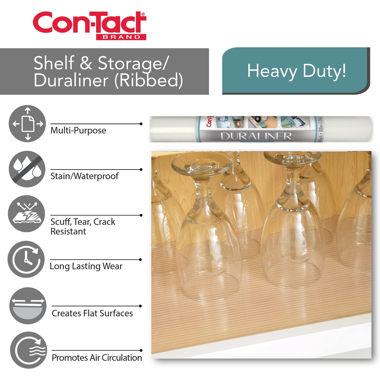 Con-Tact Brand Premium Non-Adhesive Shelf Liner, Heavy Duty and Multi-functional Drawer Liner, 18" x 4', Woven Clear, Pack of 1 Roll