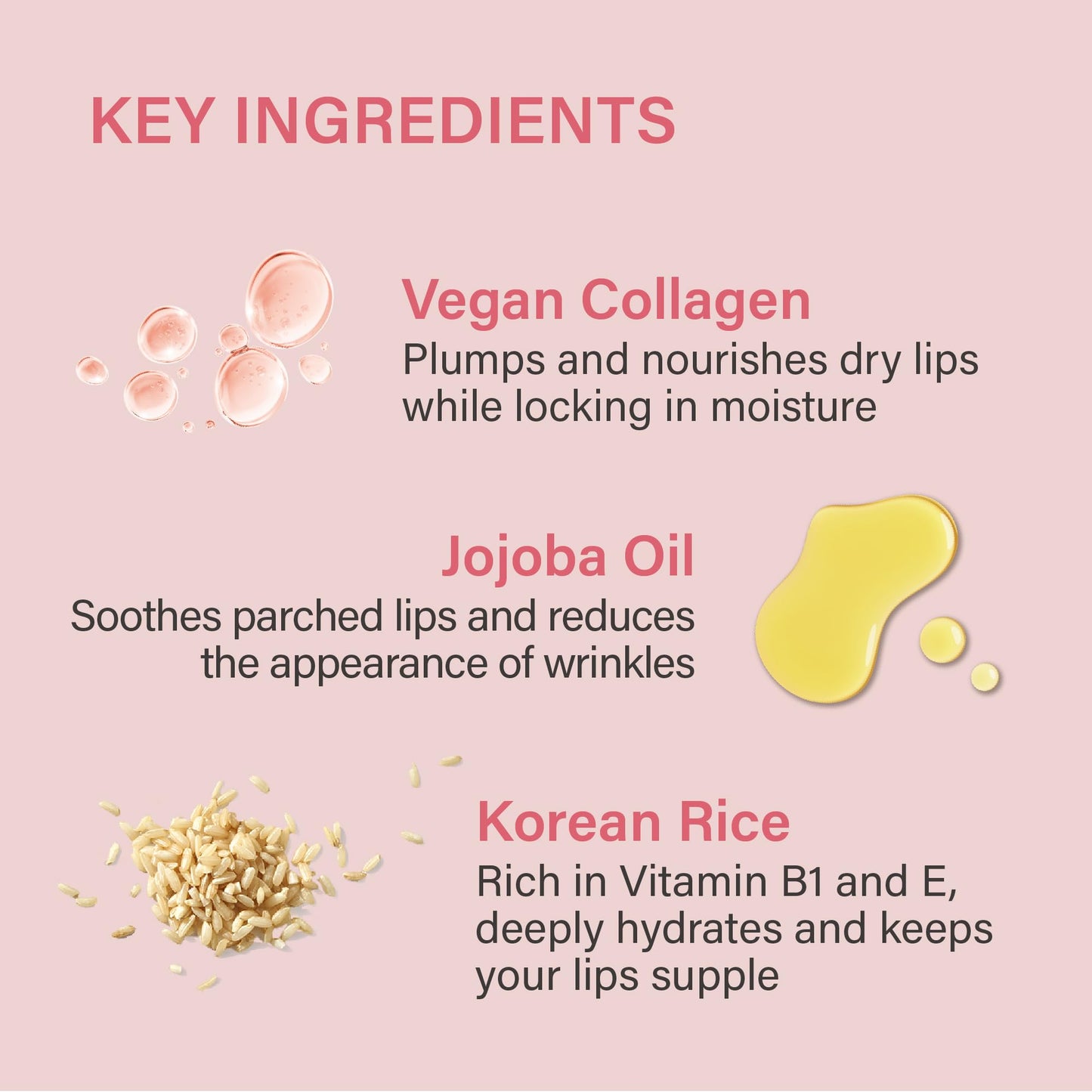Melixir Vegan Lip Treatment, Sheer Tinted Lip Balm for Instant Hydration & Shine, Moisturizing Lip Gloss, Infused with Vegan Collagen & Jojoba Oil, Cruelty-Free, Korean Skincare-2 Rose(0.5oz/15g)