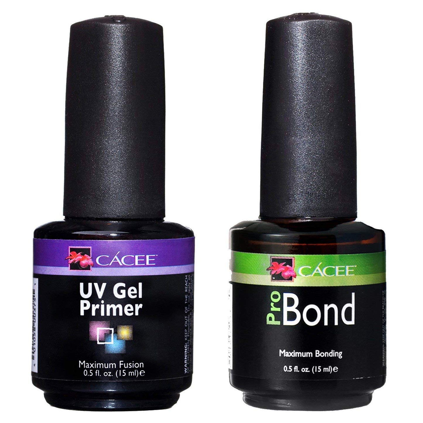 Cacee Nail Primer Duo Set for Acrylic Nails, UV Gel Primer & Pro Bond 0.5 oz, Low Odor, Polish for UV/LED, Use Color Gel Polish & Acrylics, Protect & Strengthen