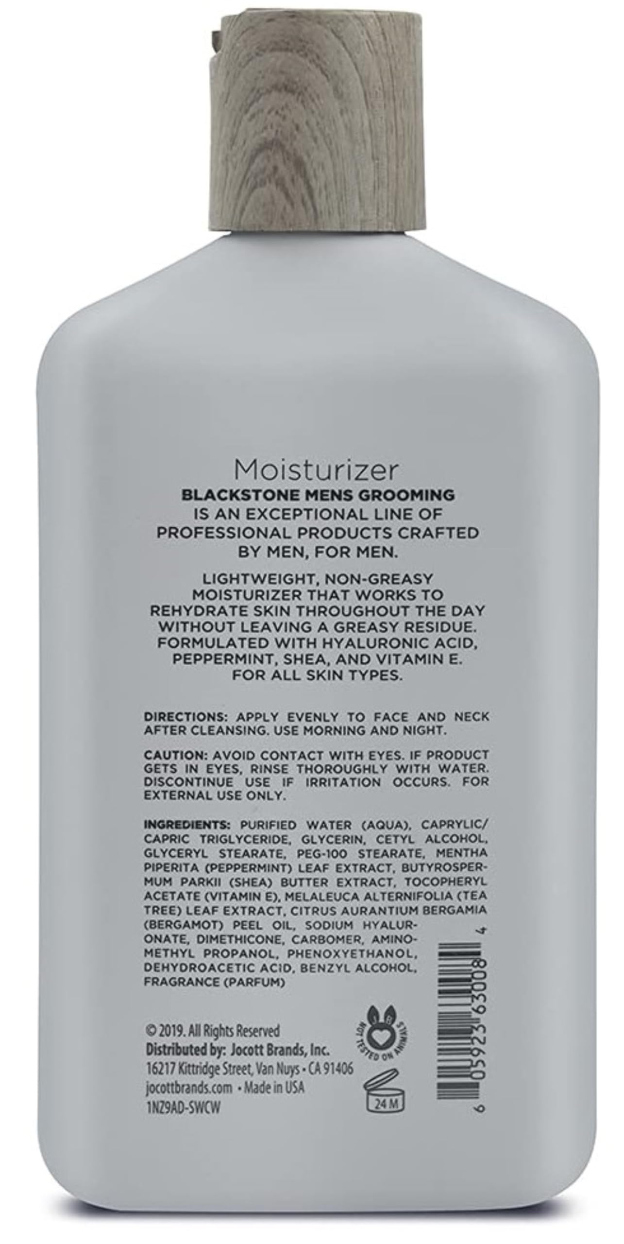 Blackstone Men's Grooming Refresh Facial Moisturizer with Vitamin E, Peppermint & Hyaluronic Acid - Lightweight & Non-Greasy | Restores Dry Skin, Paraben Free - Sandalwood (8 oz, 2 Pack)