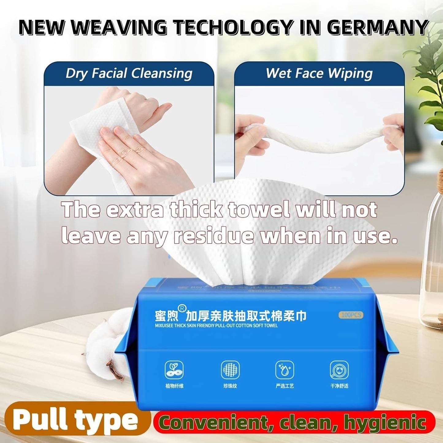 Thick & Soft Disposable Face Towels - 100% Cotton Facial Cloths for Makeup Removal | 300 Pieces