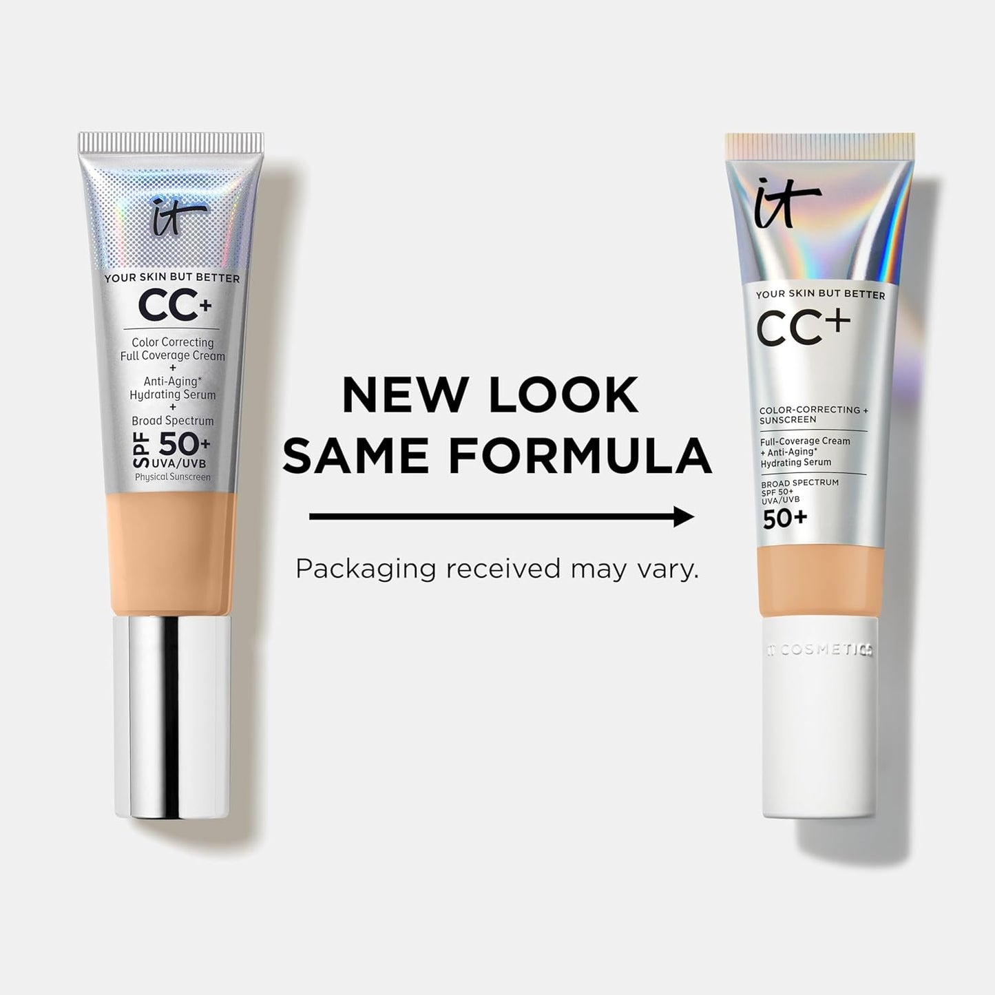 IT Cosmetics CC+ Cream - Natural Full Coverage Foundation with SPF 50+ | Anti-Aging Hydrating Serum, Lightweight, 24H Wear